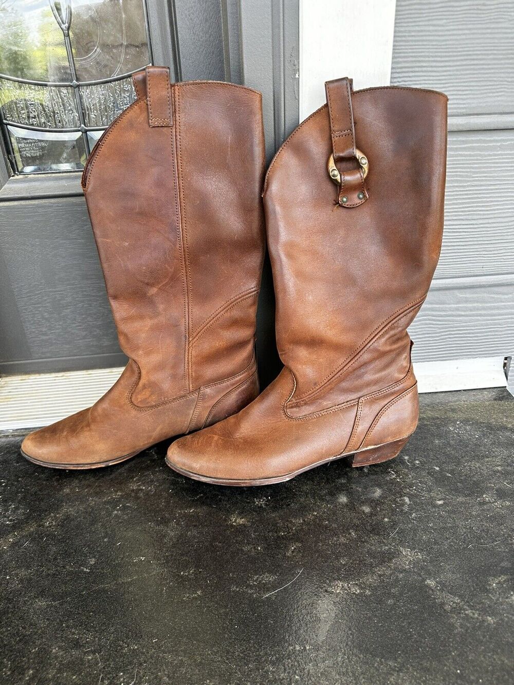 Dexter Riding Boots Sz 9.5 Brown Leather Equestrian Buckle Cowgirl Western